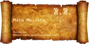 Máté Melitta névjegykártya